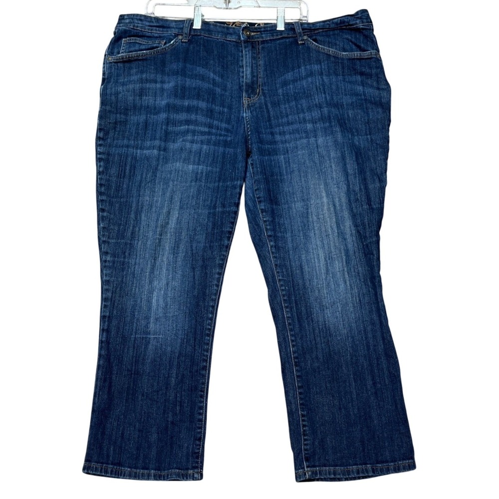 St. Johns Bay Jeans Womens 20W 44x25 Dark Blue Straight Leg Denim 5-Pocket Twill